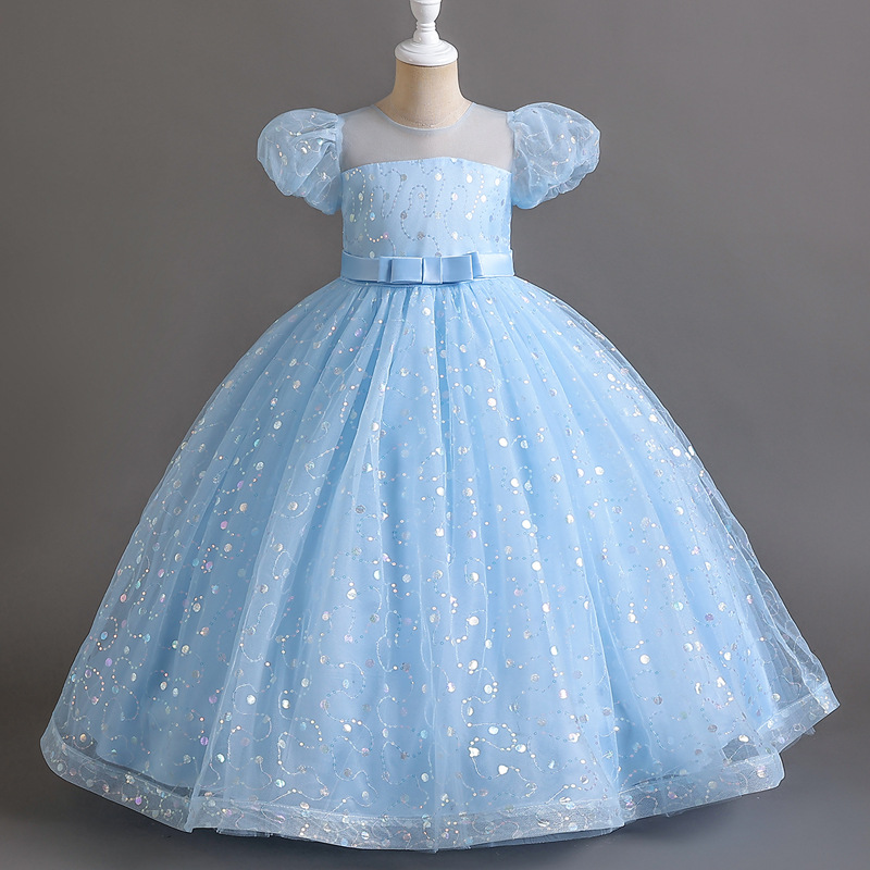 Picture of New European and American children's dress bubble sleeve princess dress girl's wedding dress pettiskirt flower girl's piano performance dress