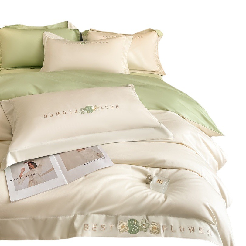 Light Luxury High-grade 240 Long-staple Cotton Four-piece Set Cotton Cotton 100 Quilt Cover Bed Sheet Nude Sleeping Bedding 4