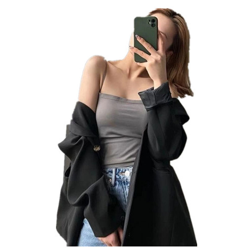 Picture of 2025 Ice Silk Seamless Oil Painting Girl Suspender Hot Girl Latex with Breast Pad Fixed Cup Wrapped Breast Tube Top Women Summer