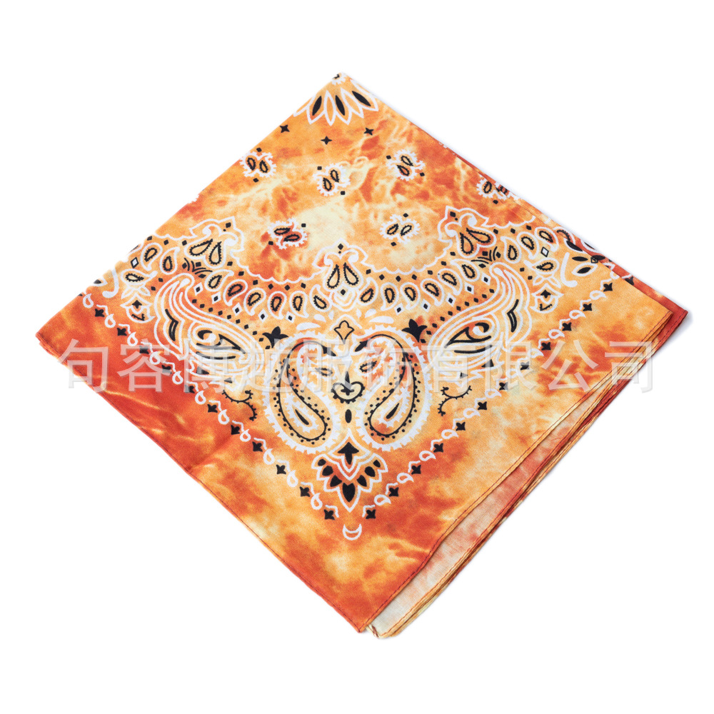 Picture of Cross-Border Outdoor Multi-Functional Hip-Hop Hip-Hop Cotton Headscarf Tie-Dyed Paisley Sunflower Square Scarf Bandana