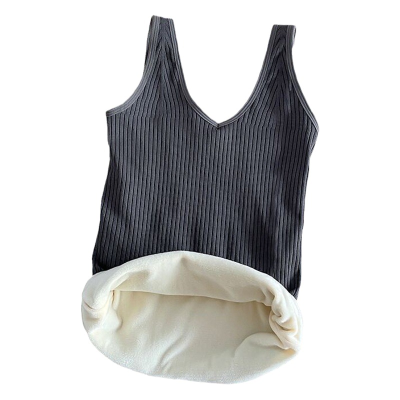 Autumn and Winter fleece-lined thermal vest high elastic slim fit breathable inner wear heating cold-proof strap thermal bottoming underwear for women