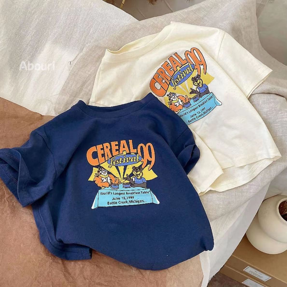 Pure Cotton Children's Short-Sleeved T-Shirt 2025 Summer New Fashion Cartoon Print Boys and Girls Baby Round Neck Top Trendy