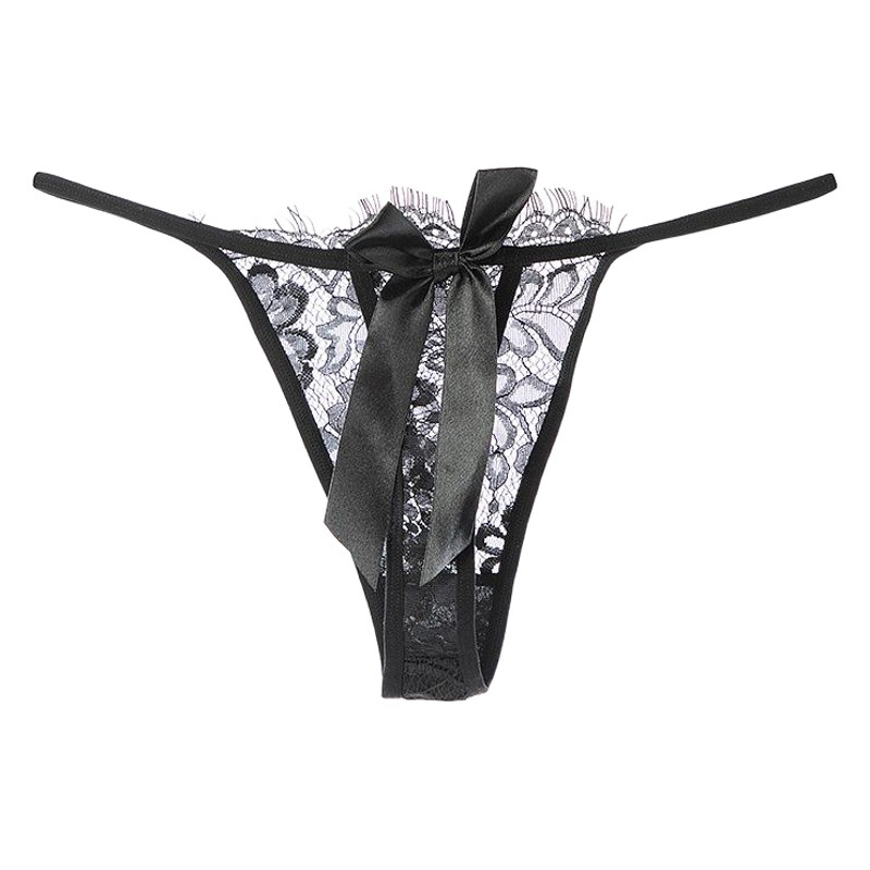 New Arrival Mid-Waist Sexy T-Pants Women's Eyelash Flower Lace Bow G-string Hot Perspective Underwear for Women