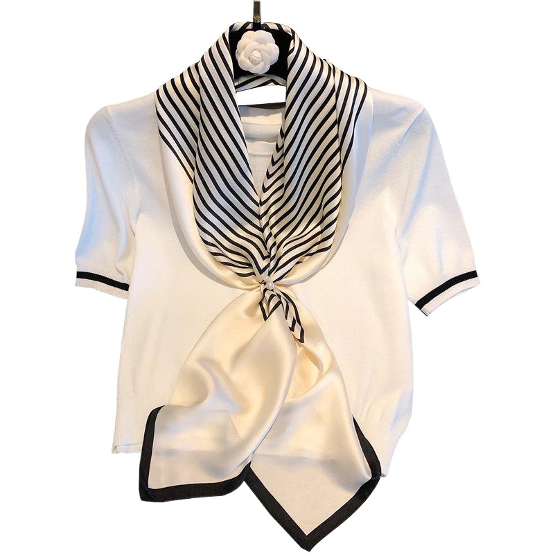 savi Nordic summer Toteme silk-like large square striped scarf summer scarf scarf scarf