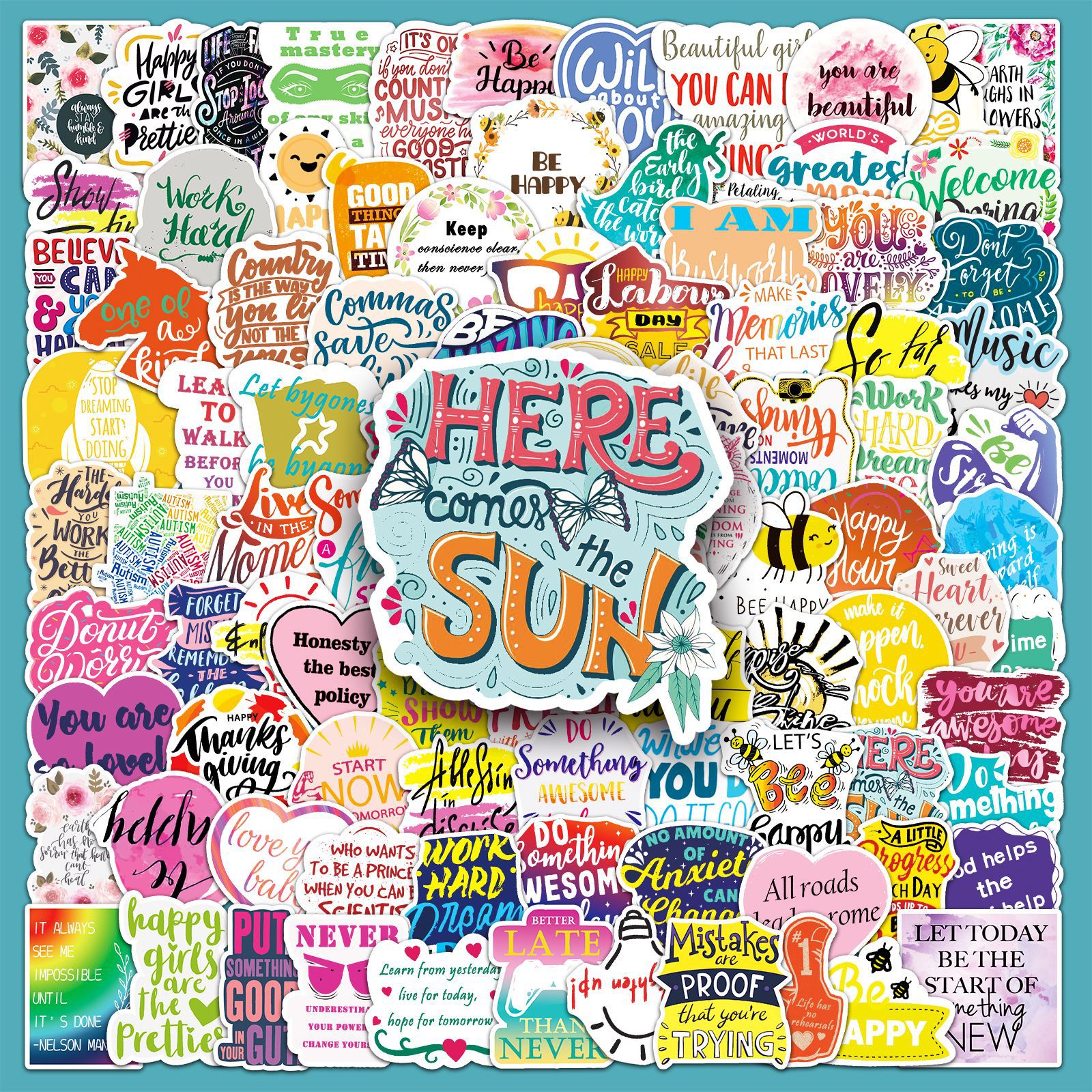 100 Zhang Inspirational English Learning Slogan Graffiti Stickers Laptop Refrigerator Car Waterproof Decorative Stickers
