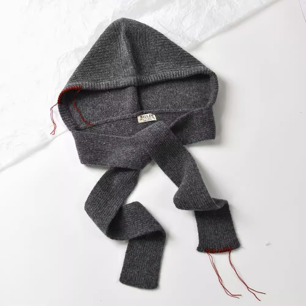 Picture of Senior Balaclava Hat Women's Outer Lace Solid Color Knitted Warm Ear Wool Hat Autumn and Winter New