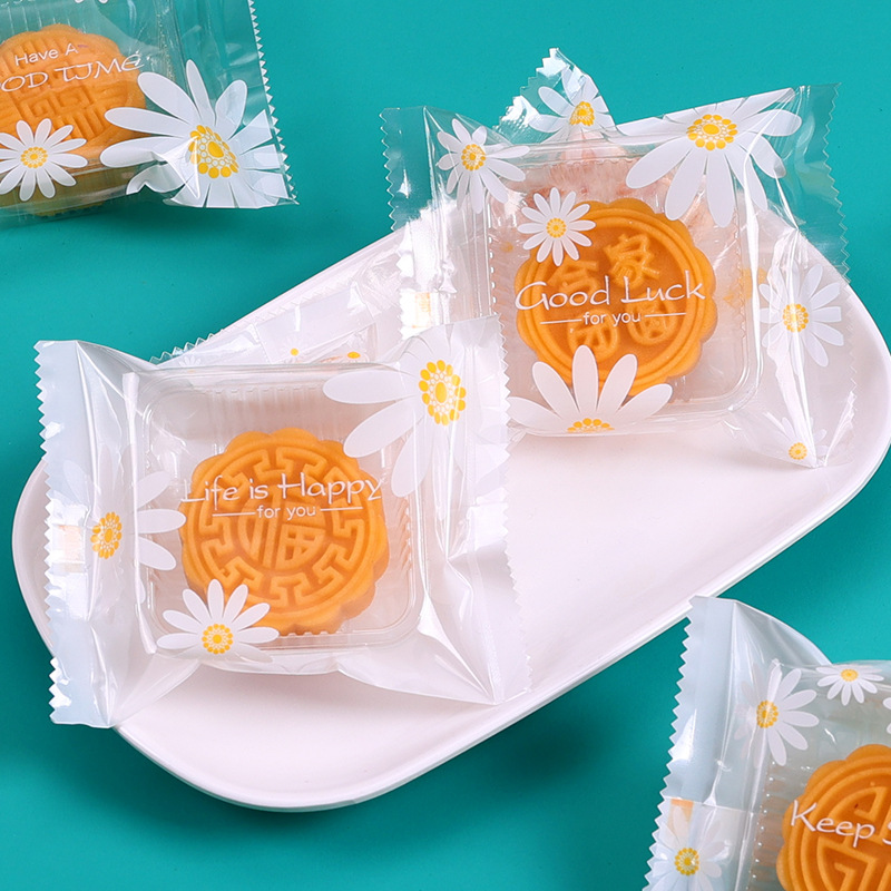 Picture of Original transparent white background Daisy snowflake crisp packaging bag cookie pastry bag moon cake machine sealing bag 100 pcs