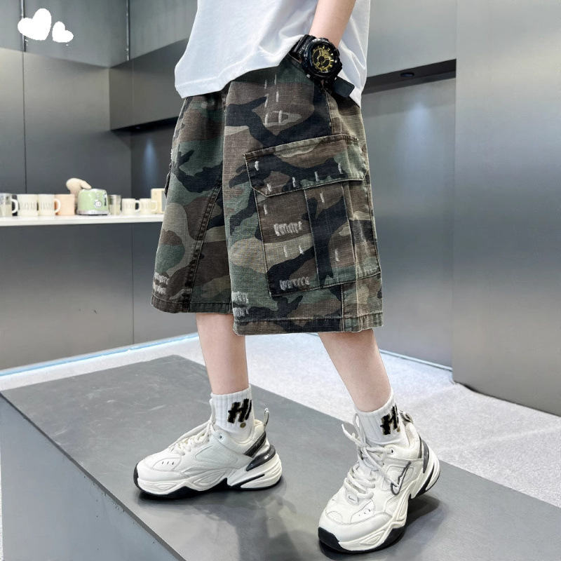 Boys' Summer Shorts Street Style Children's Summer Camouflage Pants Knee-Length Cool 2025 New Big Kids Summer Style