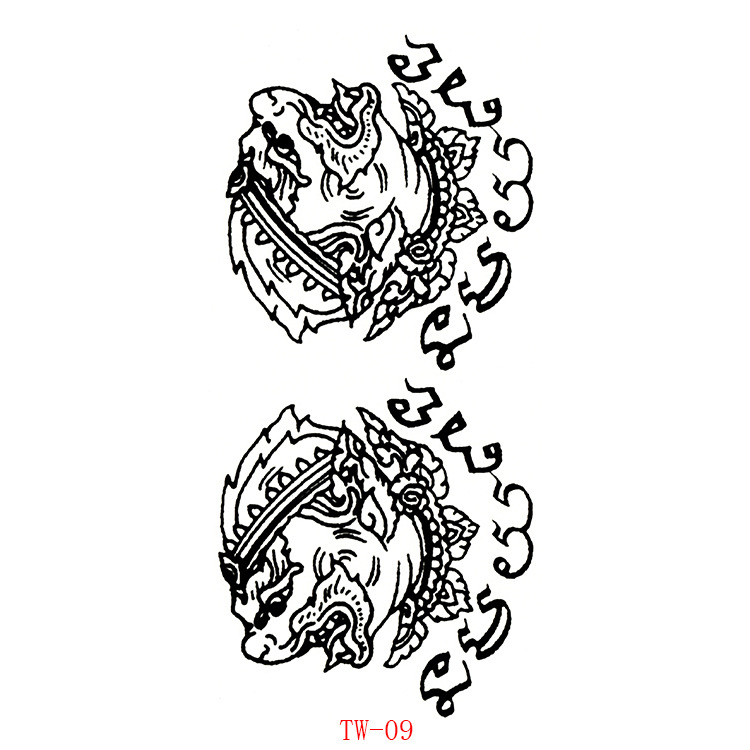 Picture of Spirited Totem Tattoo Sticker Buddha Tiger Divine Beast Thai Tattoo Tattoo