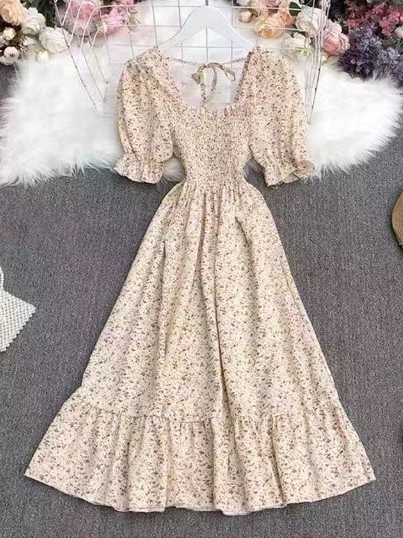 Picture of Southeast Asia Cross-border E-commerce 2025 Summer Sweet French Retro High Waist Slimming Women's dress Factory Outlet