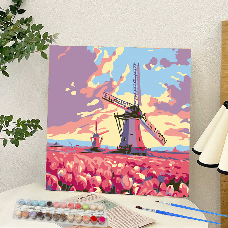 Picture of Digital oil painting landscape Dafen village hand-painted mathematical oil painting coloring painting oil painting flowers flower oil painting wholesale