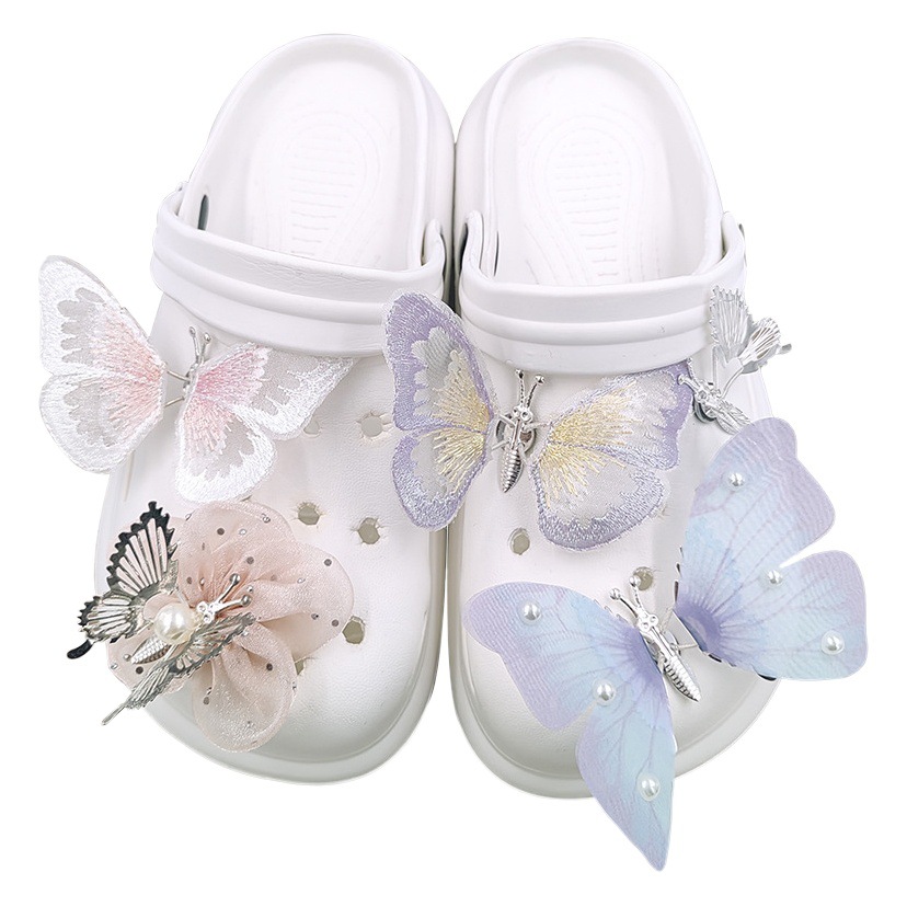New Movable Butterfly Cave Shoes Buckle Creative Smart Wings Cute Super Fairy Pearl Stereo Cave Shoes Buckle