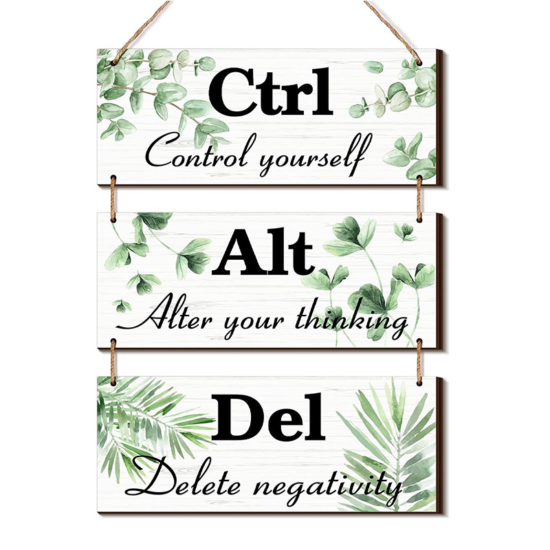 Picture of Sunflower Inspirational Wooden Listing Office Wall Decoration Ctrl Alt Del Wooden Logo Amazon Hot Sale