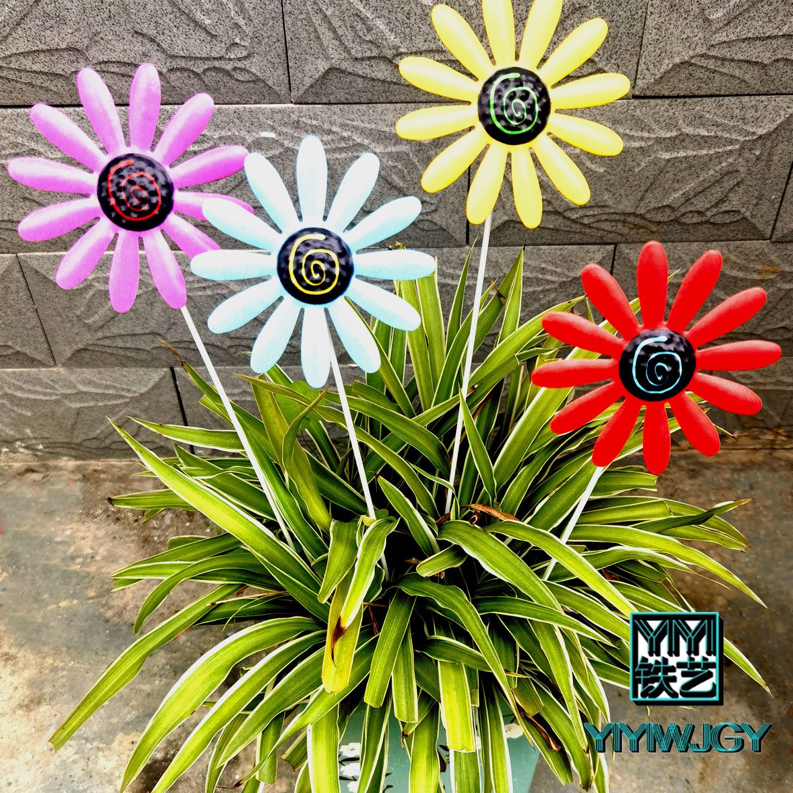 New cross-border new wrought iron 4 color garden plug-in hardware crafts hanging decoration home decoration
