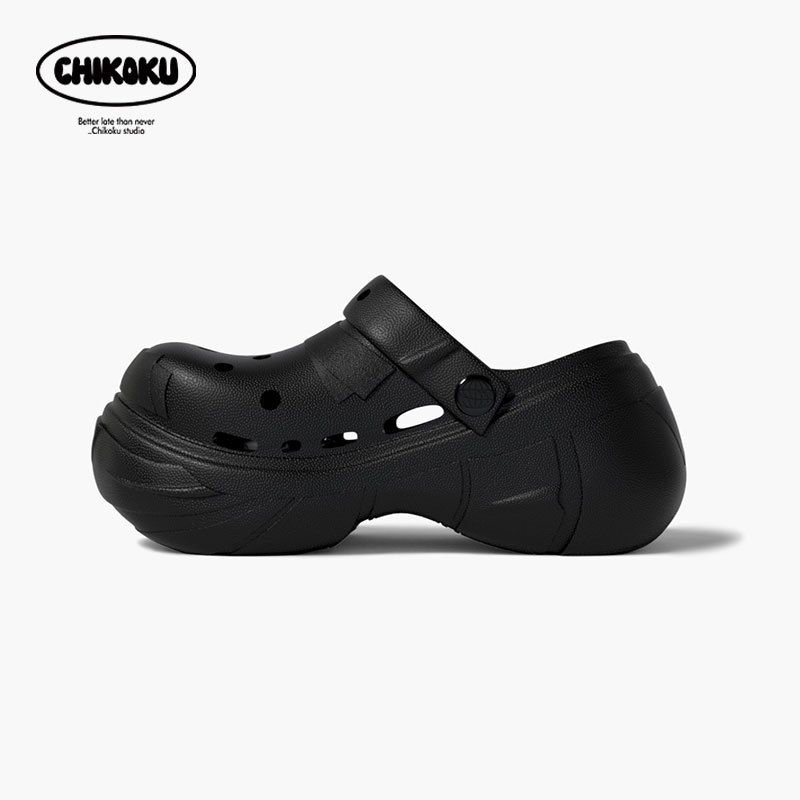 Hole Shoes Men's Summer Outer Wear EVA Thick Sole Increased Breathable Non-slip Slip-on Feeling Couple Baotou Slippers Women's Outer Wear