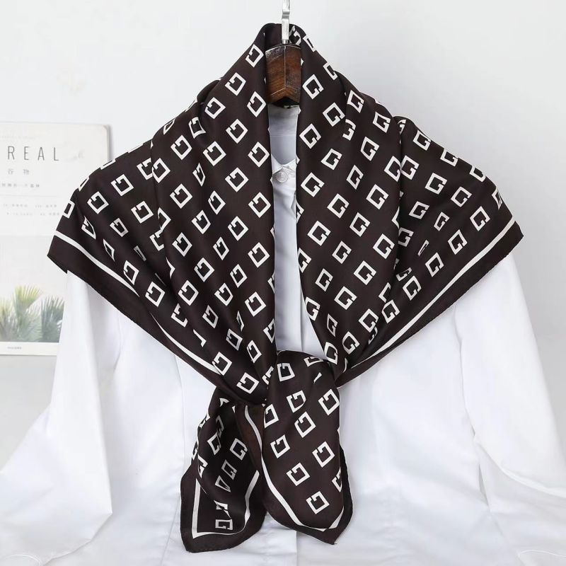 Picture of Autumn and winter all-match shawl animal printed black and white simple large square 90*90CM imitation silk twill silk scarf for women