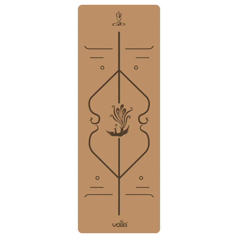 Picture of [cork yoga mat] plus thick natural rubber gymnastics local tyrants mat laser engraving logo body position line printing