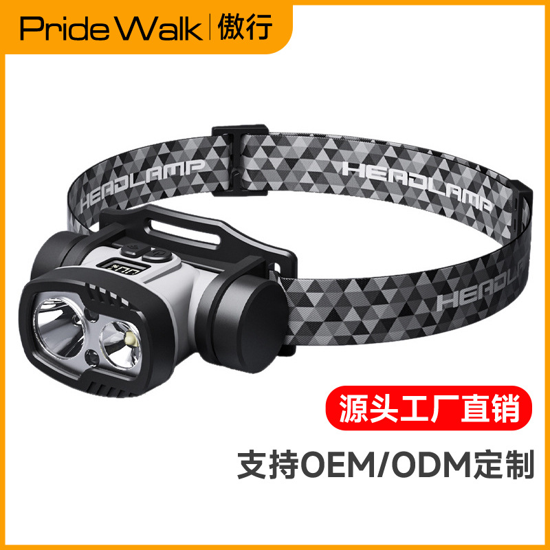 Picture of Cross-border double-wick fishing lamp rechargeable miner's lamp head-mounted working lamp outdoor long-range emergency bright headlight riding