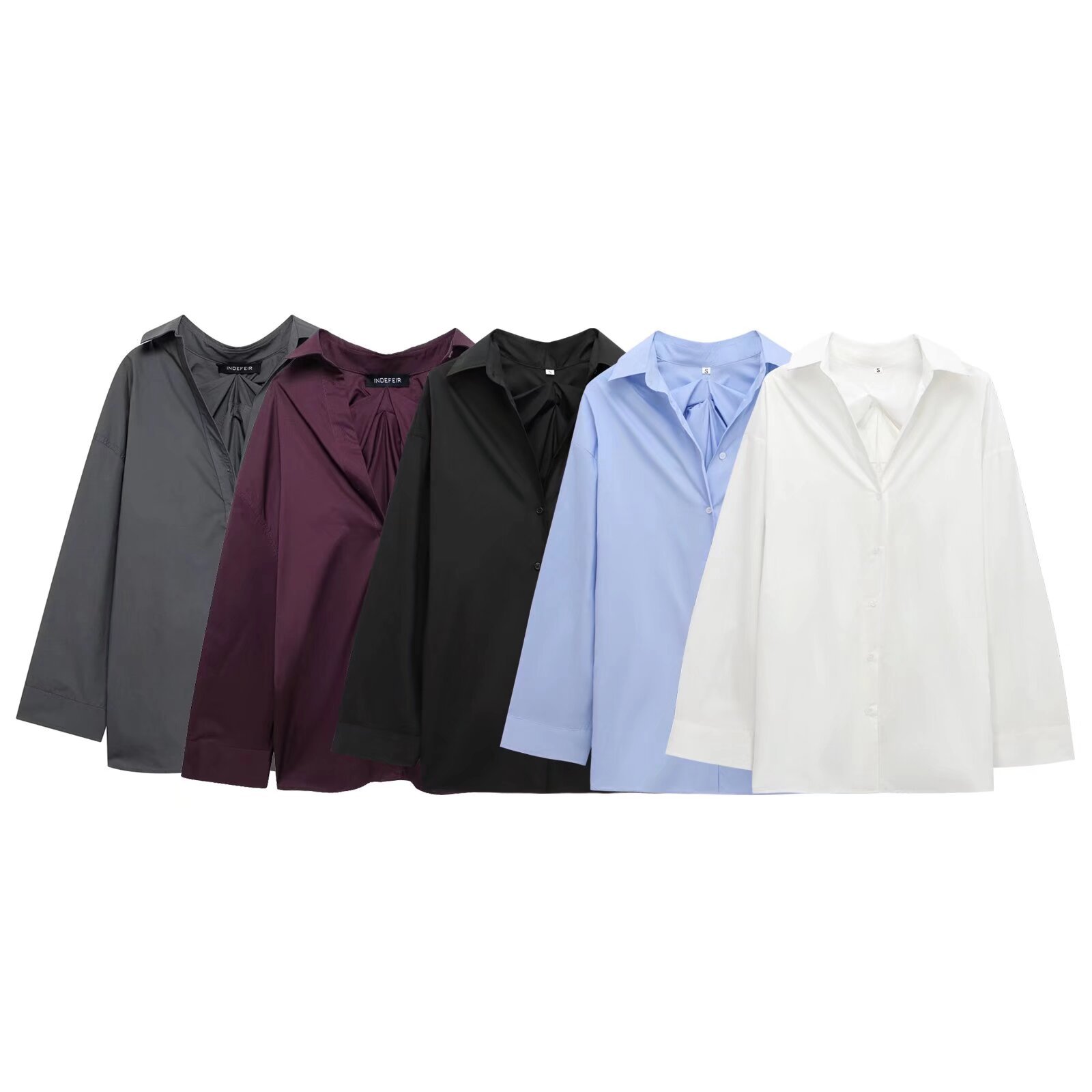 ZA cross-border women's clothing wholesale European and American style Joker back pleated design sense loose casual shirt 3067118