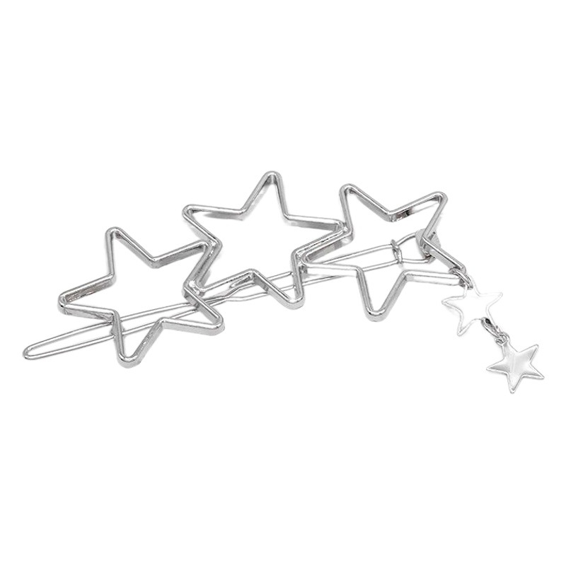 Korean Style New Girl Fashion Geometric Hollow Five-pointed Star Peach Heart Hairpin All-match Simple Bangs Clip One-character Clip