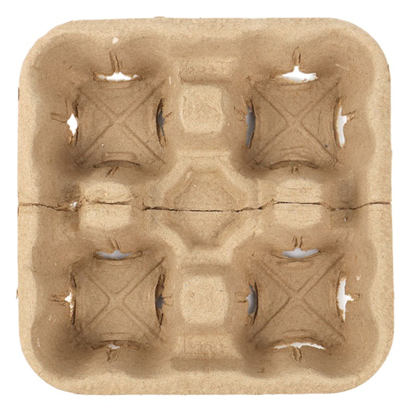 Tearable 4-to-2 Milk Tea Packaging Cup Holder Coffee Drink Holder Base Disposable Biodegradable Pulp Cup Holder