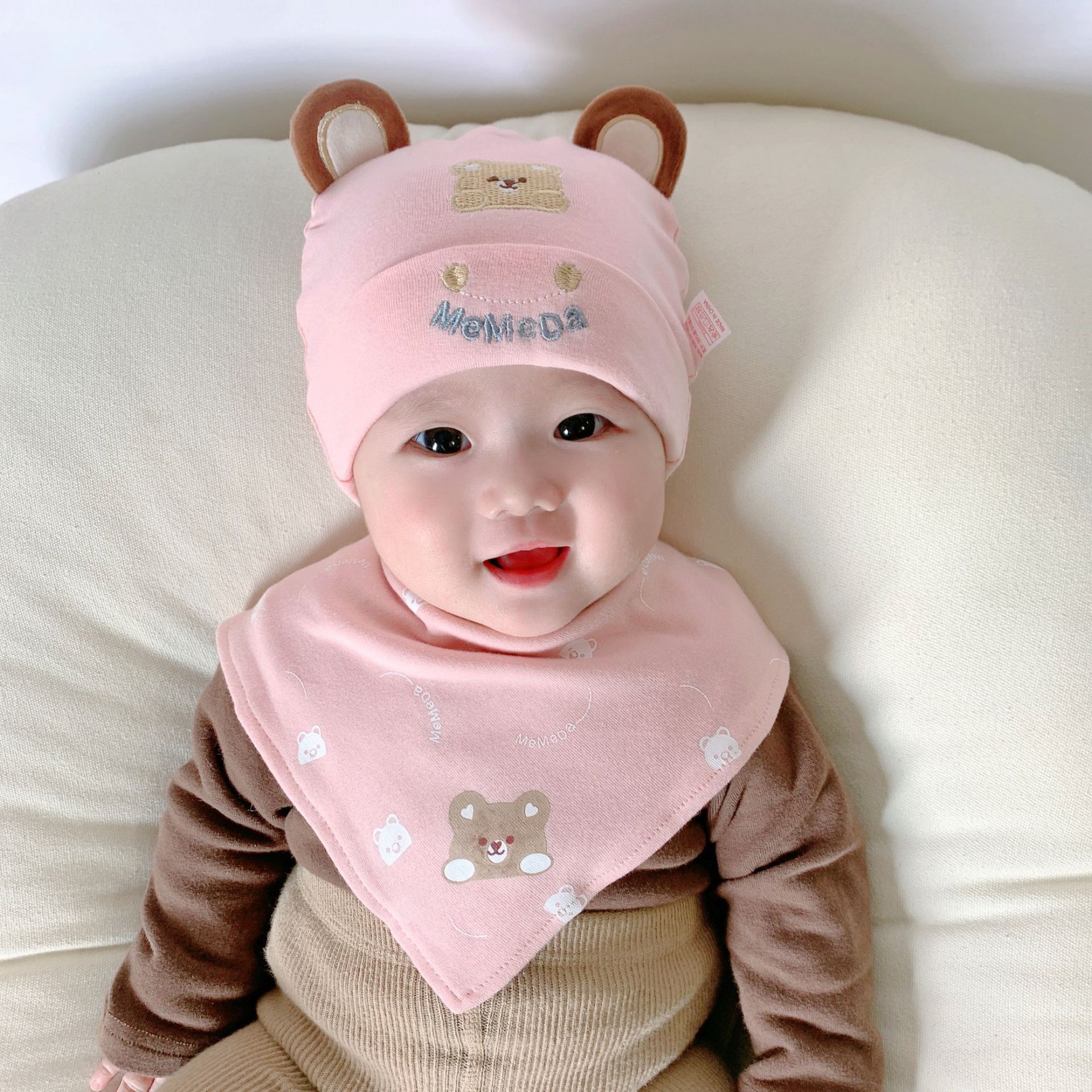 Picture of Katu Bear Infant Hat Spring & Fall 3-6-12 Months Male and Female Baby Pullover Hat Cotton 100-Day Sleeping Hat