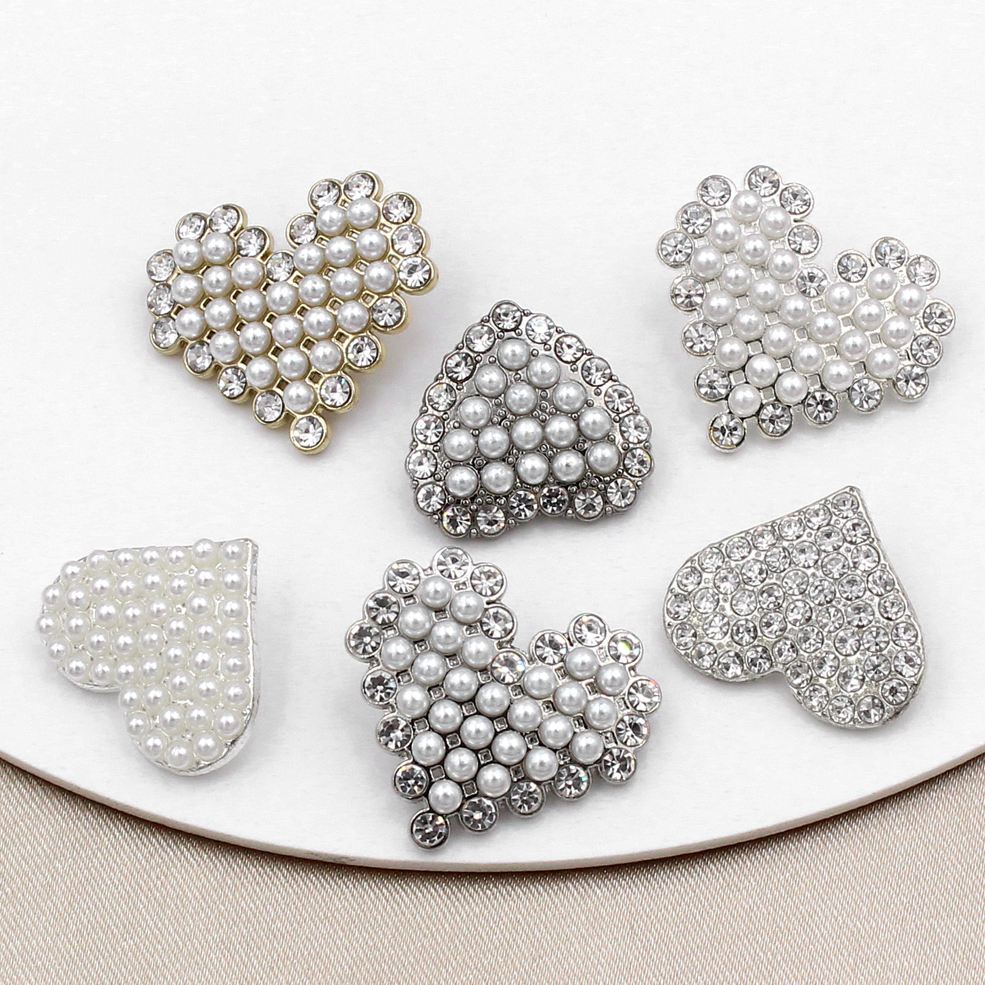 High-End Buttons, Small Fragrant Alloy Bottom Buttons, Outerwear, Pants, Jewelry Accessories, Clothing Accessories, Heart Pearl Accessories