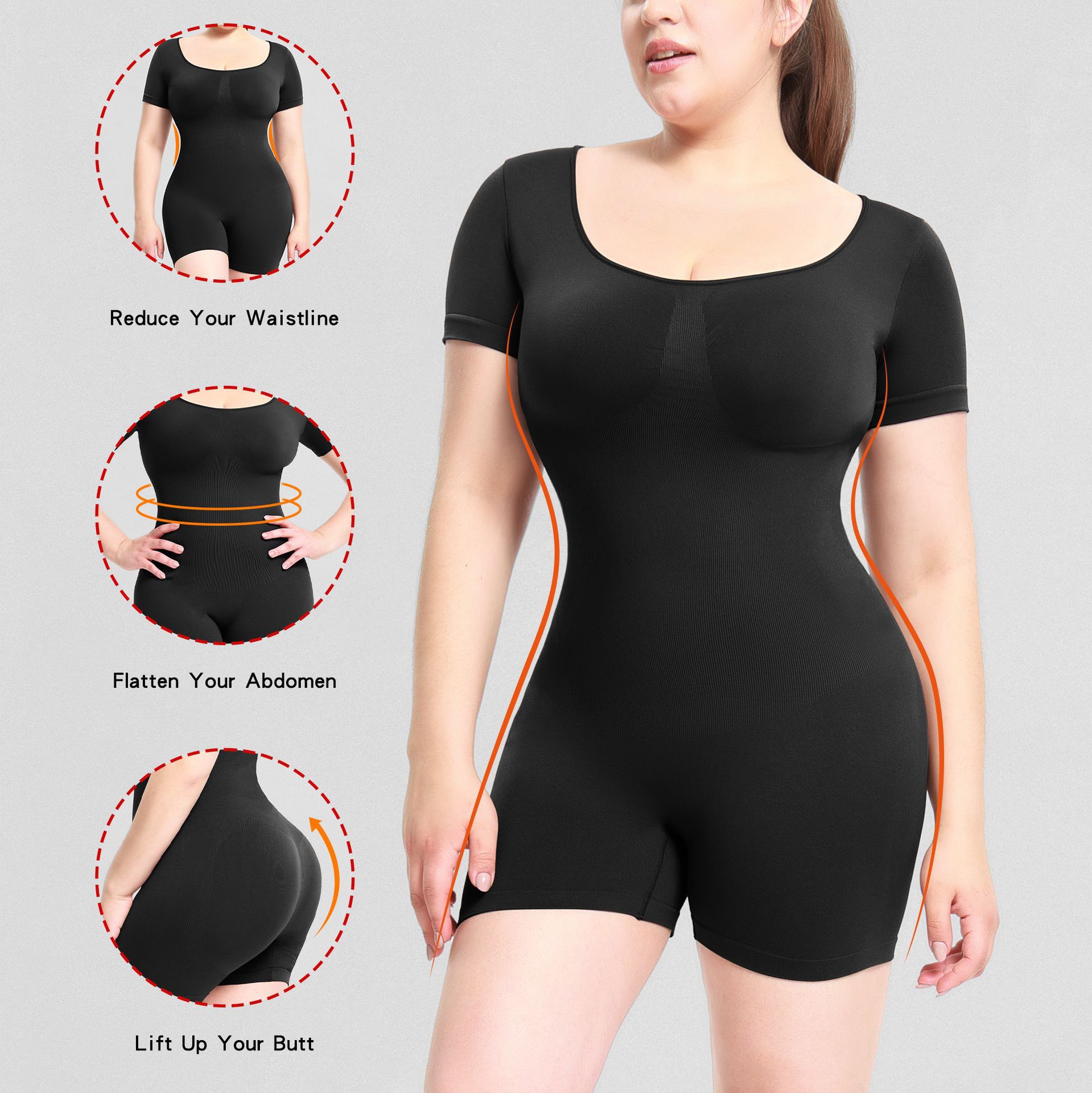 Patented Waist Bodysuit Adult Women's Outer Wear Body-shaping Bodysuit Short Sleeve Bodycon bodysuit