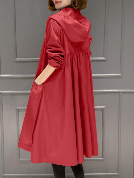 Picture of 2024 New Autum Hooded Mid-Length Over-The-Knee Thin Spring Women's Windbreaker Jacket Loose Large Size Outerwear