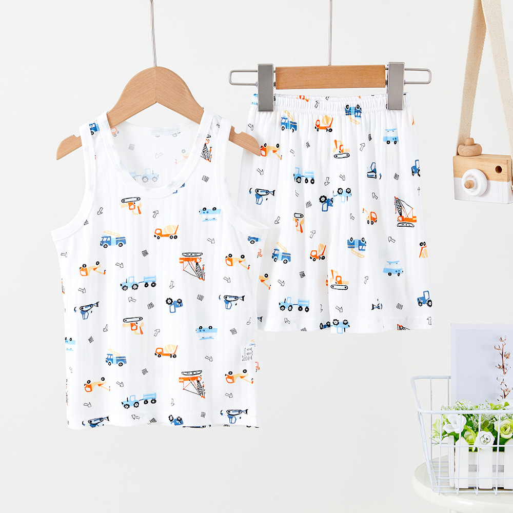 Picture of Children's vest shorts suit summer new boys' sleeveless top girls' bottoming shirt children's cold feeling wholesale