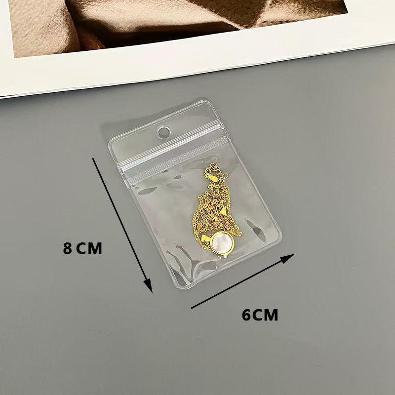 Picture of PVC Hole Jewelry Storage Bag Bracelet Small Jewelry Packaging Transparent Sealed Holed Plastic Sealed Self-sealing Bag
