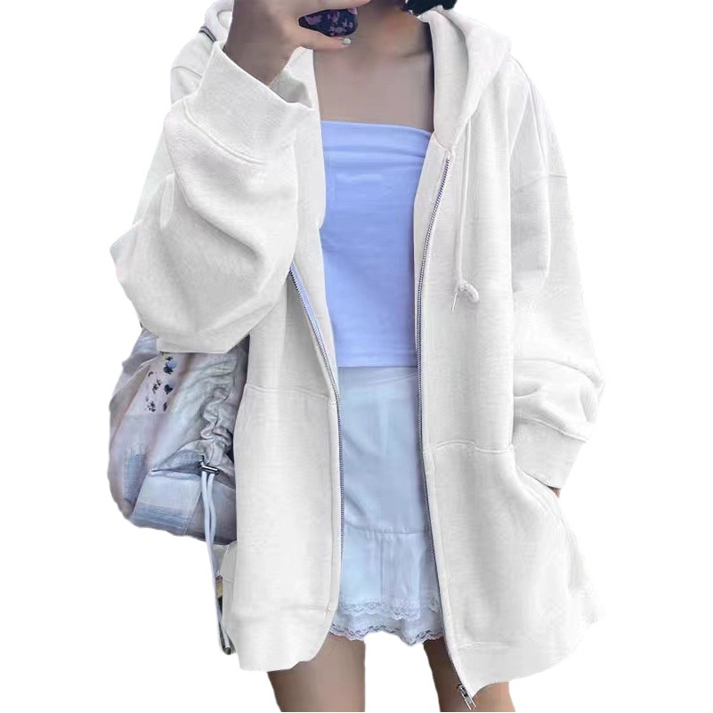 Women's Sweatshirt 2023 New American Style Retro Ins Super Hot Hooded Jacket Fashionable Autumn and Winter fleece-lined Top