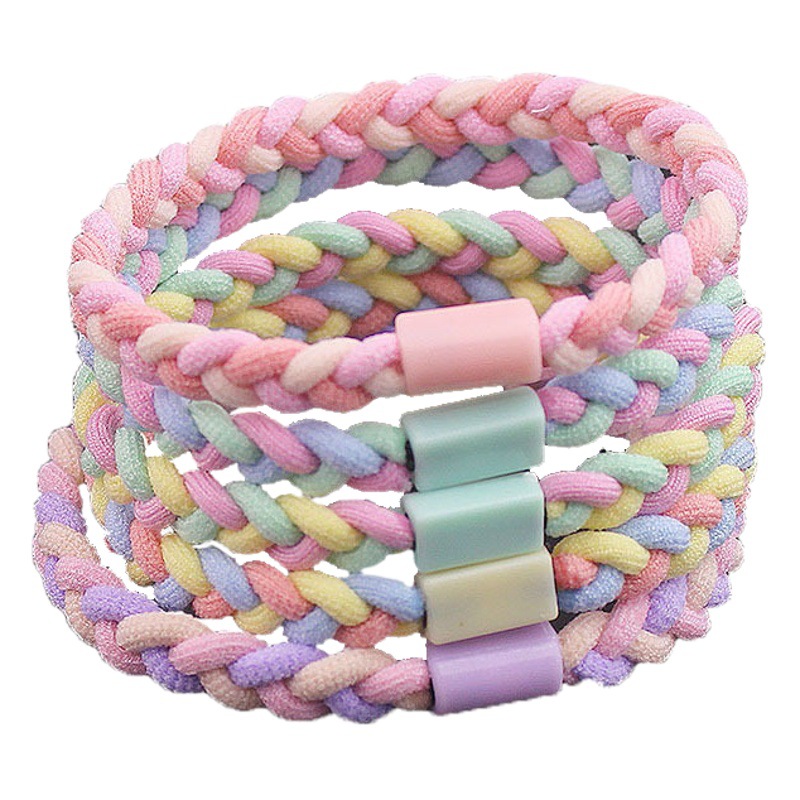 Colorful three-color woven twist braid hair rope high elastic basic rubber band hair tie new hair band hair accessories