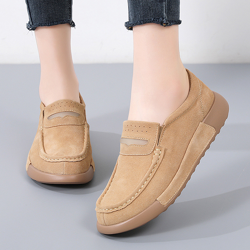 Cross-border 2023 autumn and winter new plus size women's rocking shoes velvet flat women's platform shoes Korean women's shoes