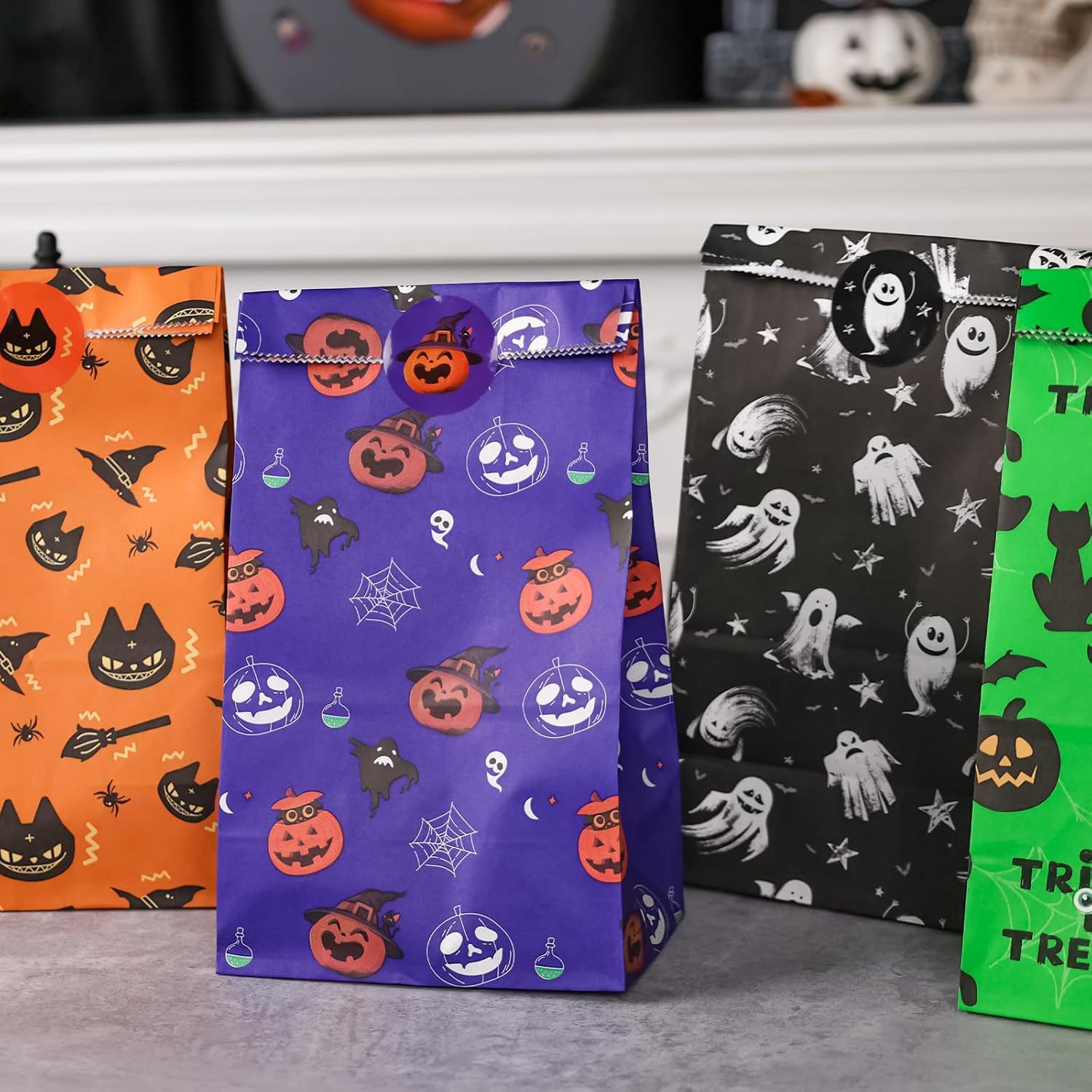 Halloween 54 Internet Celebrity Cross-Border Packaging Wholesale Souvenir Gift Bag Gift Gift Small Kraft Paper Bag Square Bottom Bag