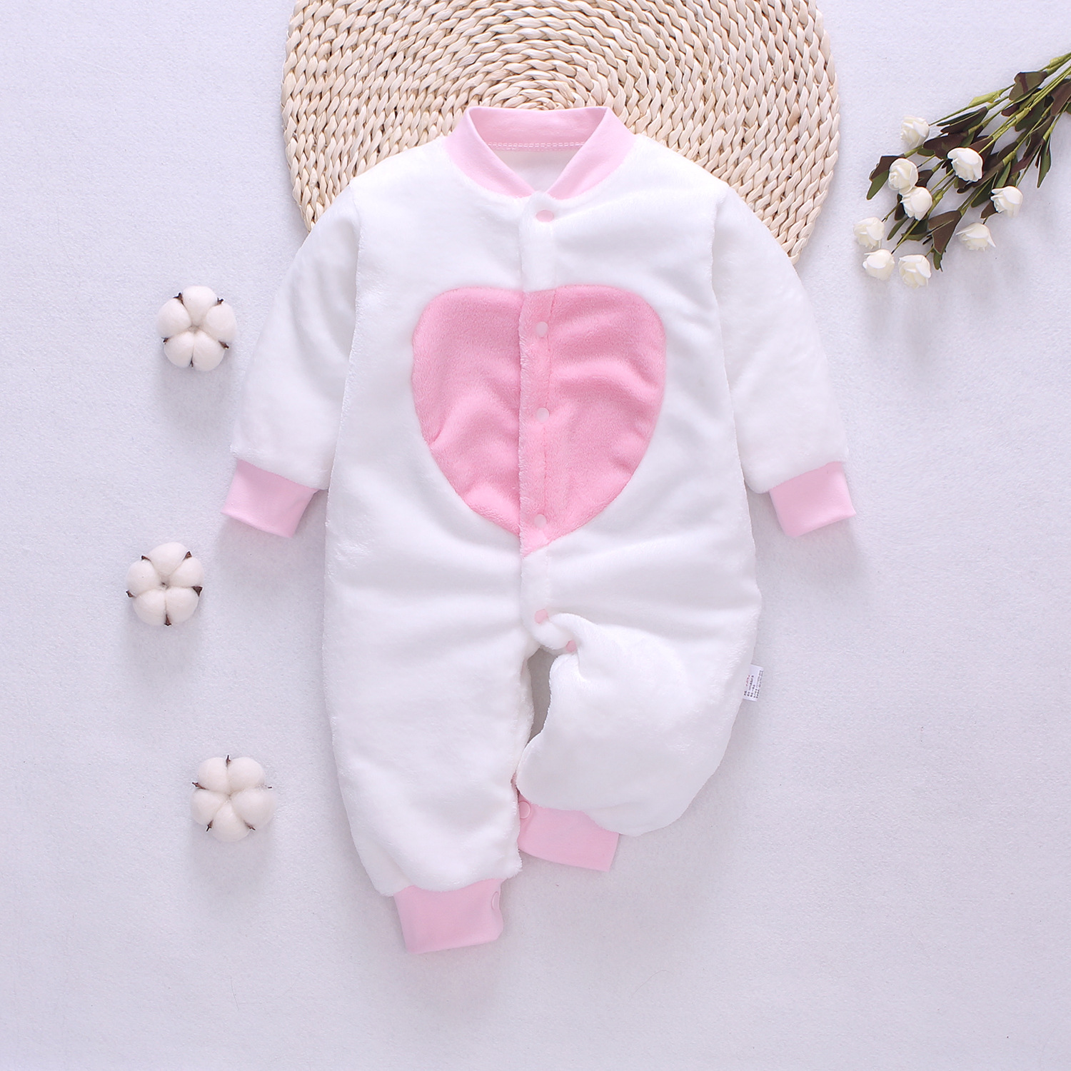 Picture of Baby Clothes Clothing Spring Autumn and Winter Short-sleeved Thickened Hassel Men's and Women's Baby Flannel Warm Jumpsuit Pajamas