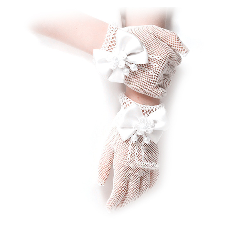Picture of Bride Wedding Girl Gloves Lace Short Finger Gloves Children Wedding Decorative Dress Children Gloves Wholesale