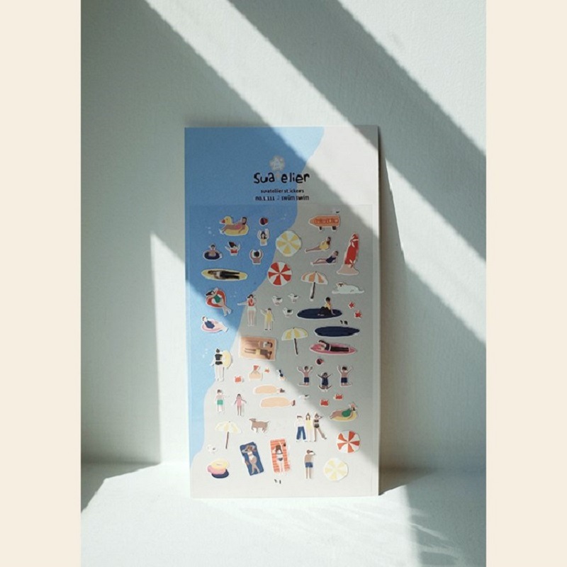 Picture of Cross-border South Korea suatelier Swimming 1111 Seaside Holiday Diary Decorative Stickers Paper Hand Account Stickers