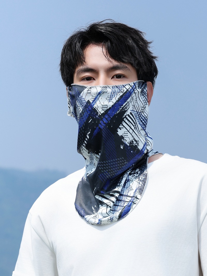 New Ice Silk Sunscreen Mask Men's Outdoor Riding Fishing UV Protection Scarf Summer Face Cover Sports Neck Mask