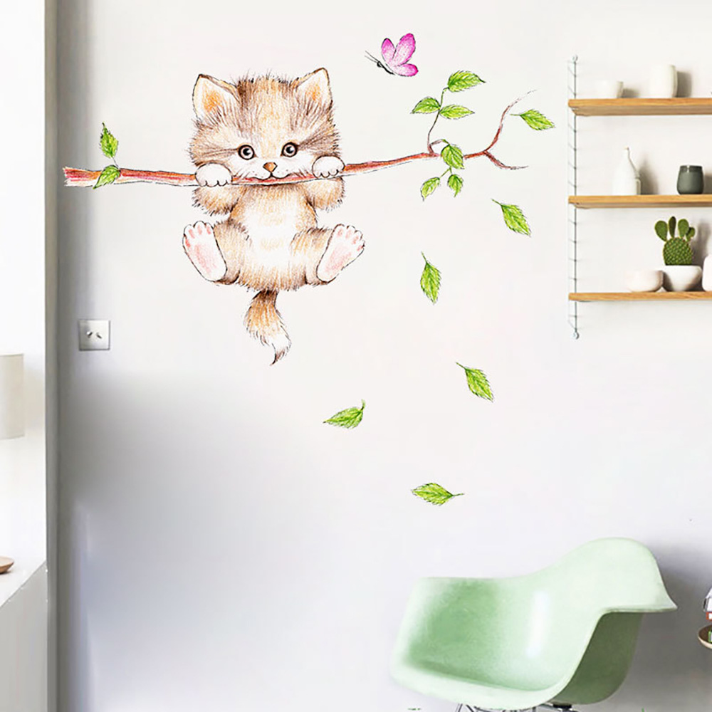 Shangyi Sp63008 Naughty Cat Wall Stickers Removable Kidsren's Room Background Wall Decoration Cross-Border Wholesale Wall Stickers