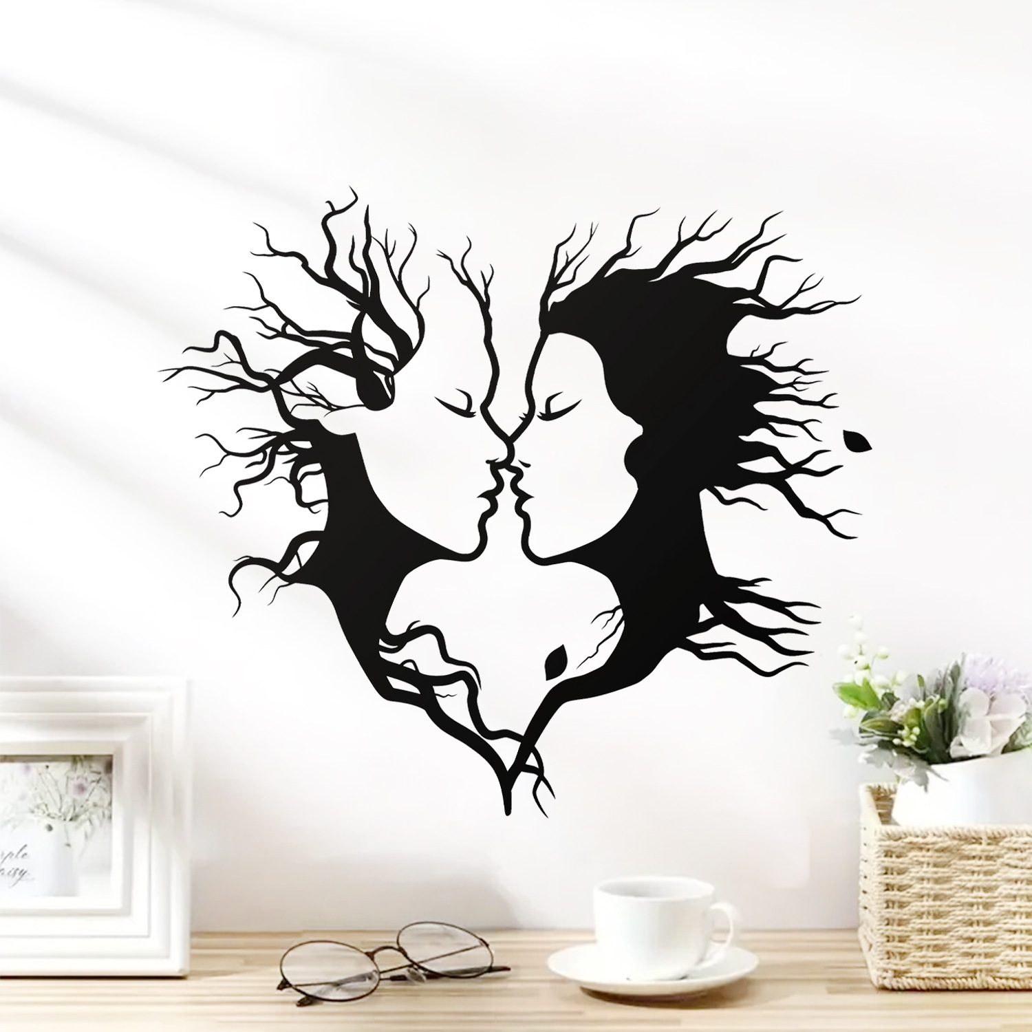Cross-border New Artistic Black and White Sticker for Bedroom Living Room Ceiling Beautiful Decorative Self-adhesive Wall Sticker