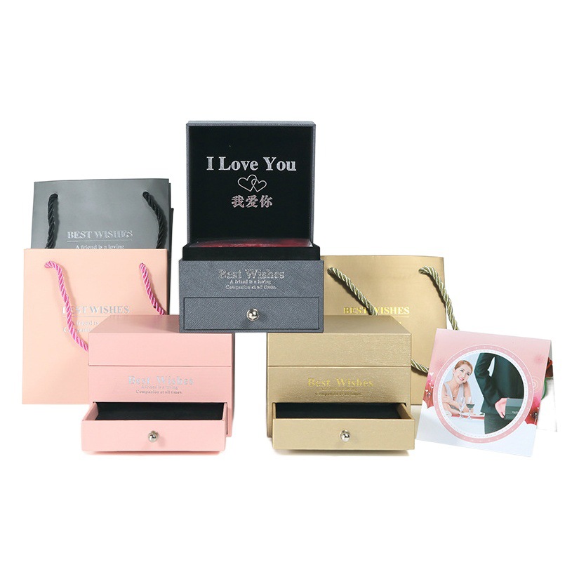 Valentine's Day Rose Jewelry Box Double Drawer Nine Flowers Lipstick Gift Box Necklace Ring Gift Box Wholesale