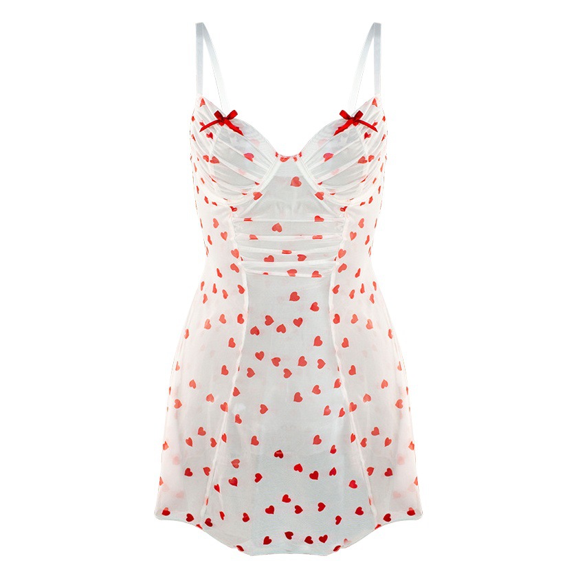 Sexy Sparkview Pajamas Love Printed Mesh Home Clothes Sling Dress Bed Flirting Women's Products