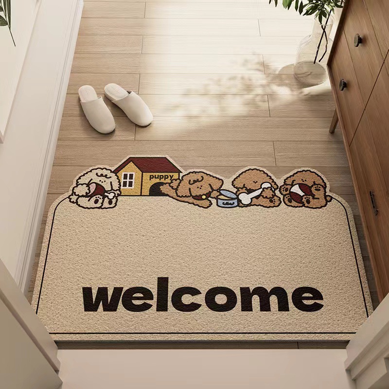 Entrance door mat entrance door mat cutting wire ring entrance door mat light luxury advanced erasable non-slip carpet