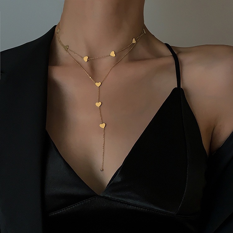 Picture of Double-layer love titanium steel necklace women's all-match high-end non-fading jewelry wholesale clavicle chain niche necklace pendant