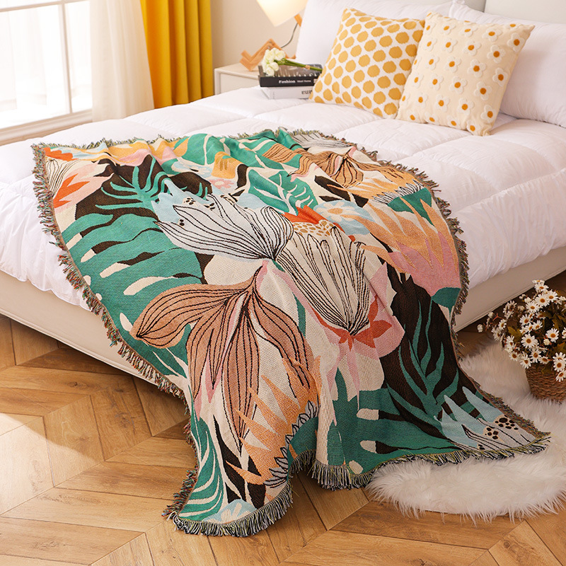 Picture of ins style illustration line blanket camping blanket leisure blanket nap blanket blanket American sofa blanket picnic blanket bed blanket