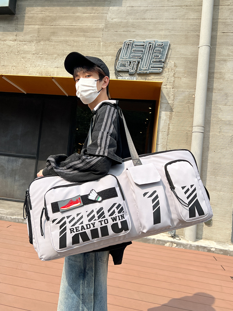 Picture of New badminton bag shoulder rectangular bag generous bag large capacity portable tennis bag men and women sports fitness
