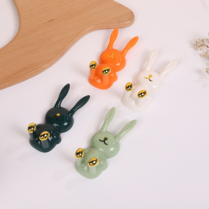 Punch-free Wall-mounted Toothbrush Hanger Bathroom Multi-functional Wall Hook Cute Rabbit Hook Plug Hook