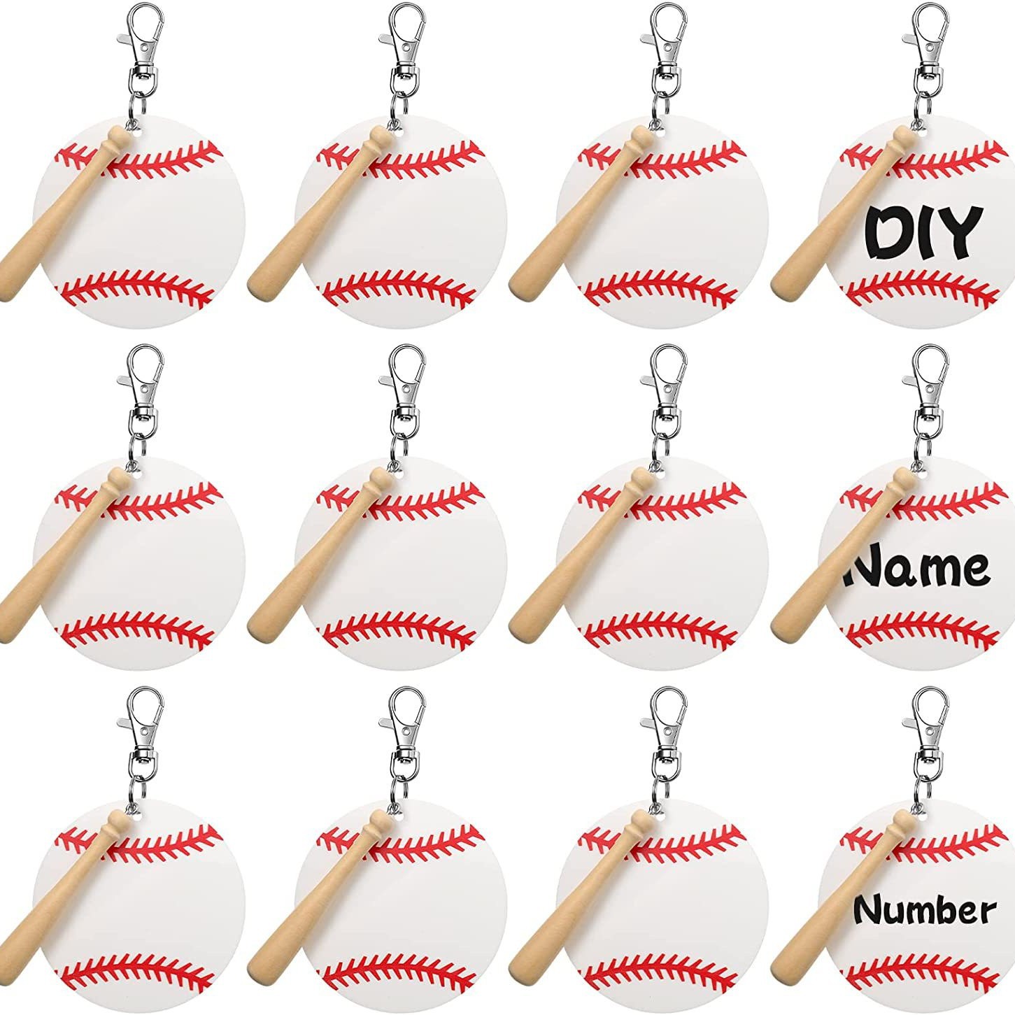 Baseball Acrylic Keychain Blank Kit Wooden Bat Keychain Pendant Accessories Baseball Bat Baseball Stick