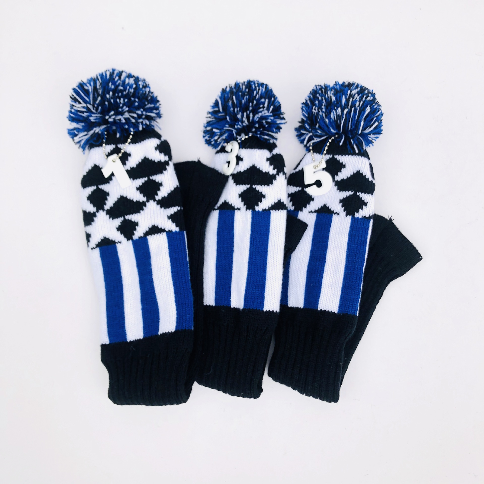 Cross-border hot golf supplies golf knitted club three-piece set of club cover cap cover source factory can be sent on behalf